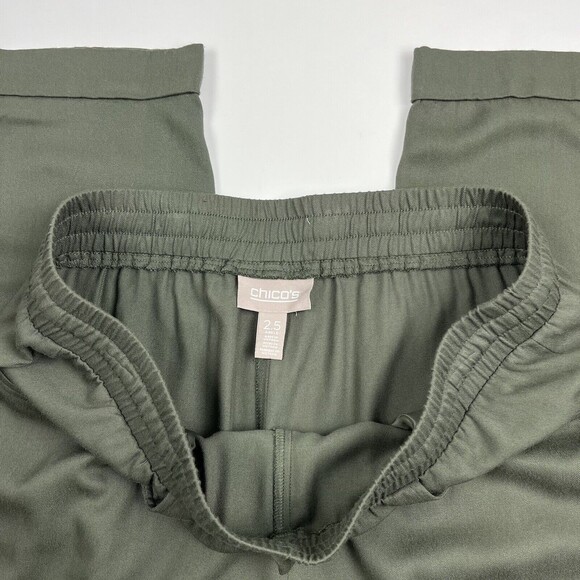 Chicos Women's Green Pull On Cargo Pocket Drawstring Ankle Pants - Picture 7 of 16